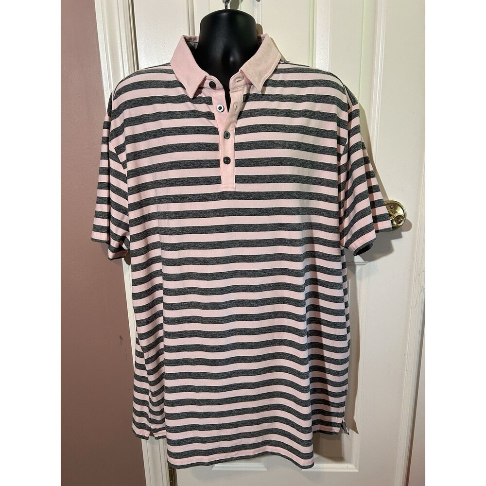 Anderson Ord Polo Mens 3XL Performance Pink Gray Stripe